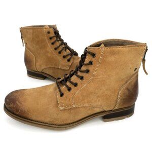 GBX Burnished Brown Tan Lace-up Chukka Casual Boots Zip Back Men's 13